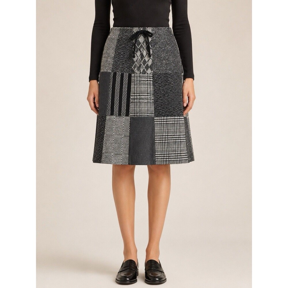 Vintage Gisela Heinemann New York Patchwork Wrap Skirt Wool Blend 26” Lined